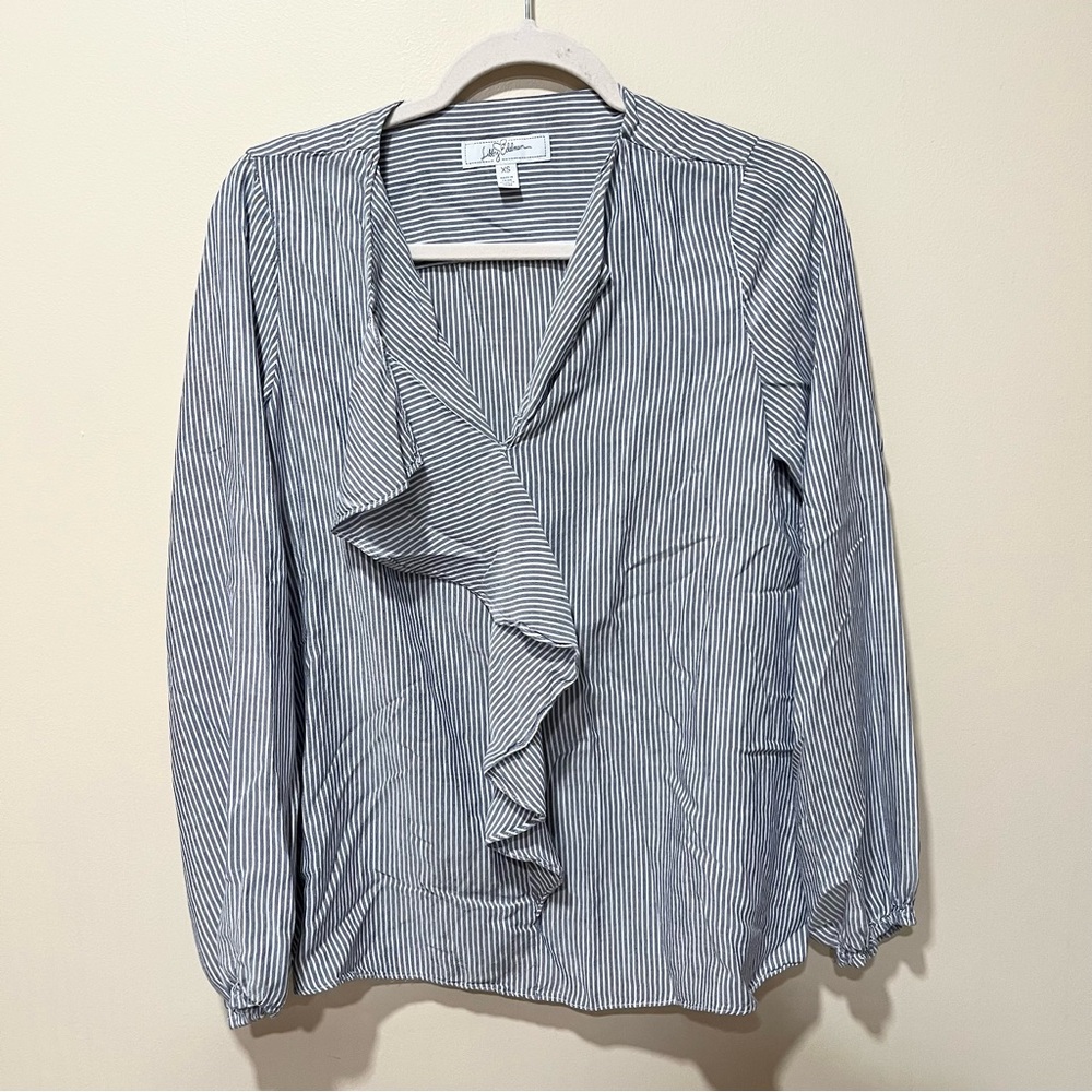 Libby Edelman striped long sleeve blouse top